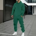 thumbnail image 1 of Men's Tracksuits 2 Piece Set Solid Color Loose Fit Hoodie Sweatshirt and Joggers Sweatpants Sets Versatile Sport Suits Clothes Outfits Dark Green XL, 1 of 4