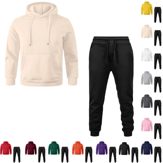 Men's Tracksuits 2 Piece Set Sweatsuits Casual Hoodies and Sweatpants Athletic Outfits Jogging Sweat Suits for Men Khaki S