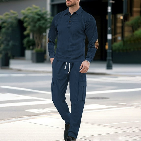 Men's Tracksuits 2 Piece Sets Outfits For Men Sweatsuits Long Sleeve Crewneck Pullover Active Jogging Sportswear Workout Sports Set Sportswear