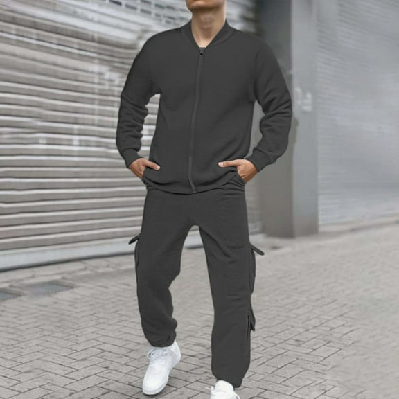 Men's Tracksuits 2 Piece Sets Outfits For Men Full Zip Sports Jogging Suits Sets Athletic Running Sweatsuits with Zip Pockets Casual Running Jogging Sport Suit Sets
