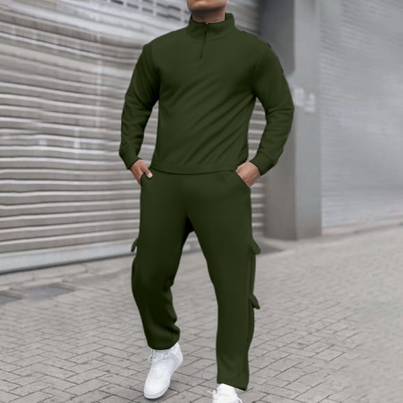 Men's Tracksuits 2 Piece Sets Outfits For Men Quarter Zipper Sports Jogging Suits Sets Athletic Running Sweatsuits with Zip Pockets Track Suit for Jogging or Warm Up