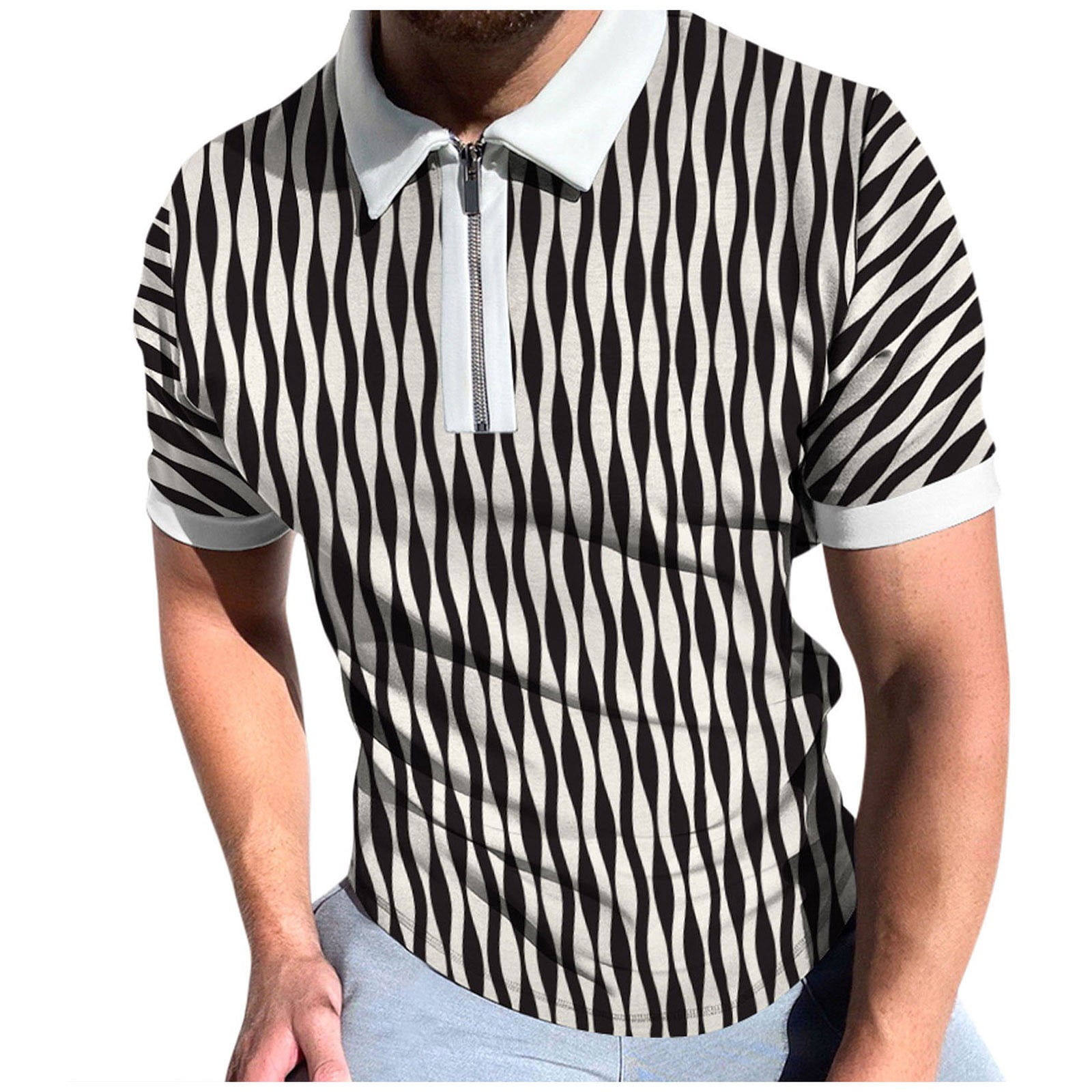 Men's Tracksuits 2 Piece White Mens Spring Summer Short Sleeve Zipper ...
