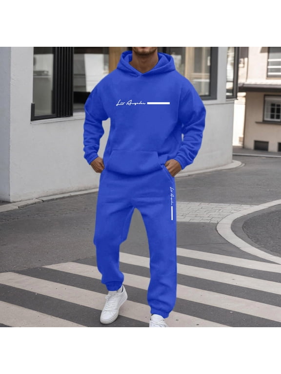 Men's Tracksuits 2 Pieces Set Long Sleeve Solid Color Pullover Hoodies Jogging Running Pant Set Streetwear Fall Hoodie Tracksuit Sets Winter Hoodie Athletic Outfits
