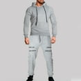 thumbnail image 1 of Men's Tracksuits 2 Pieces Waffle Hoodies Sweatsuit Sets Sports Jogging Suit Set, 1 of 1