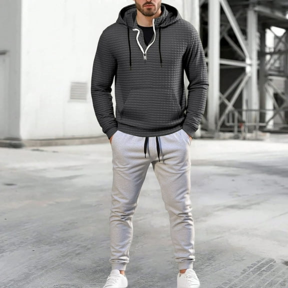 Men's Tracksuits Casual Sweatsuit 2 Piece Long Sleeve Full Zip Jackets Casual Sports Outfits Athletic Jogging Fall Winter Tracksuit