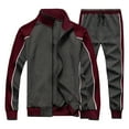 thumbnail image 1 of Men's Tracksuits Colorblock Long Sleeve Zip Up Jacket and Drawstring Sweatpants Athletic Jogging Suits with Pockets, 1 of 3