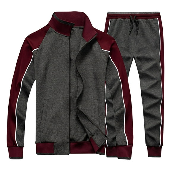 Men's Tracksuits Colorblock Long Sleeve Zip Up Jacket and Drawstring Sweatpants Athletic Jogging Suits with Pockets