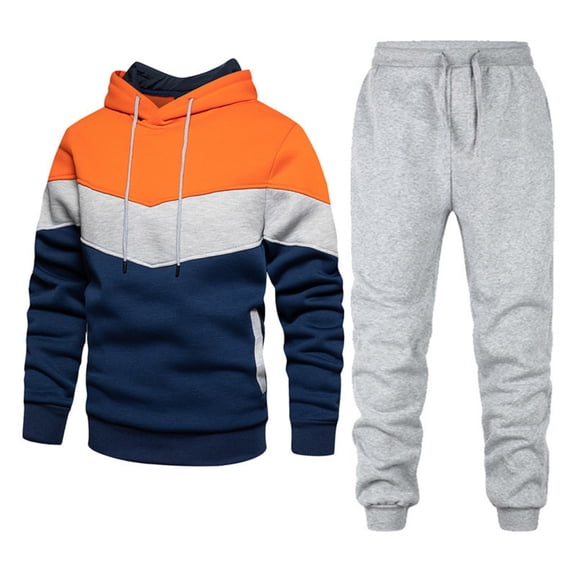 Men's Tracksuits Cotton Long Sleeve Hoodies and Sweatpants Mens Sweatsuit Baggy Fleece Tracksuit Gym Fashion Multicolor L