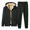 Men's Tracksuits Sherpa Lined Full Zip Hooded Jacket Fleece Jogger