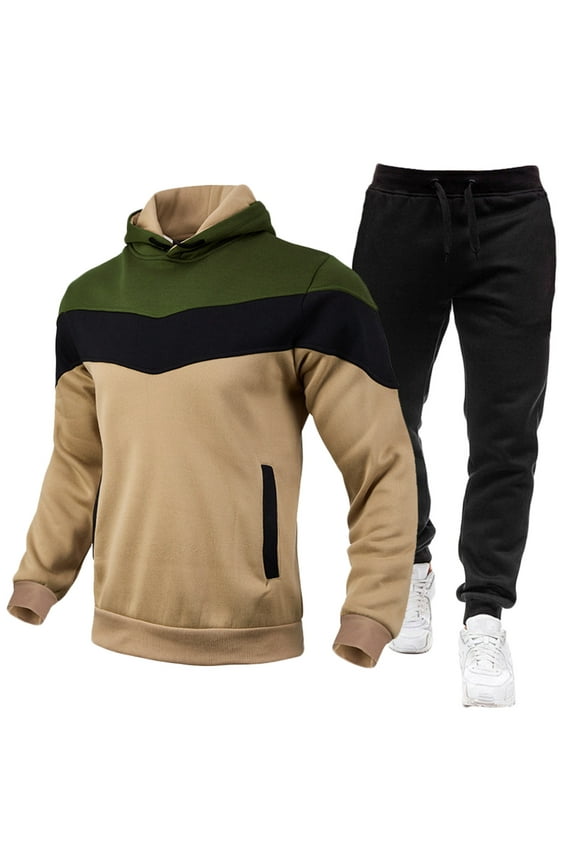 Men's Tracksuits Sweatsuits for Men Fashion Color Matching Sweat Track Suits 2 Piece Casual Athletic Jogging Warm Up Pullover Sets Long Sleeve Drawstring Sweatshirt Pants Set