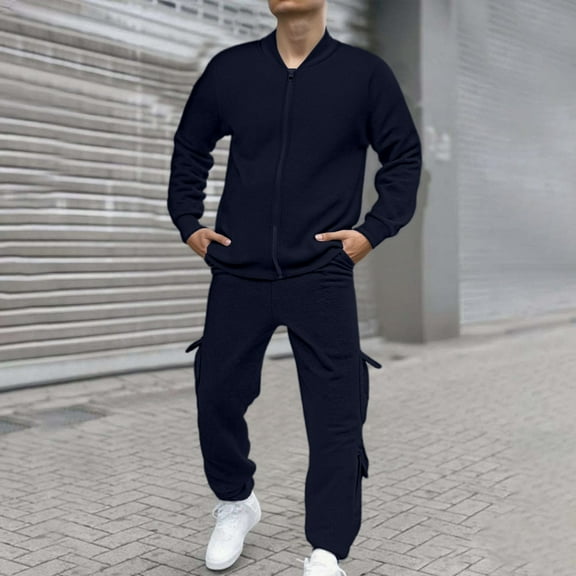 Men's Tracksuits Sweatsuits for Men Sweat Track Suits 2 Piece Casual Athletic Sweatsuit Full Zip Pullover Long Sleeve Running Sport Outfits Sports Clothes Outfits