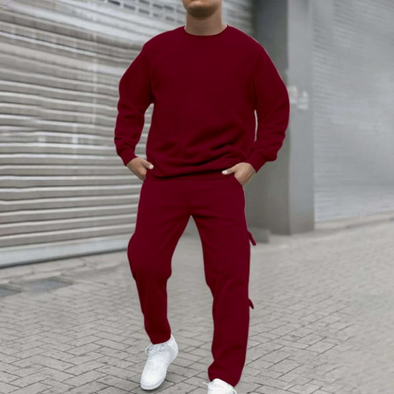 Men's Tracksuits Sweatsuits for Men Sweat Track Suits 2 Piece Sweatsuits Long Sleeve Crewneck Pullover Active Jogging Sportswear Athletic Tracksuit Outfits