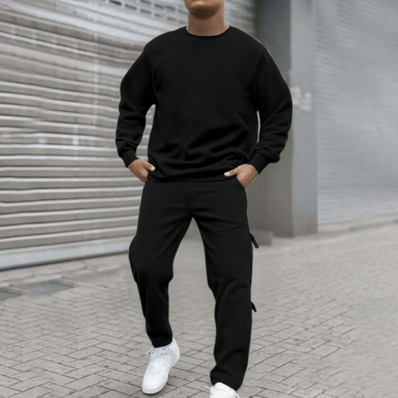 Men's Tracksuits Sweatsuits for Men Track Suits 2 Piece Set Sweatsuits Long Sleeve Crewneck Pullover Active Jogging Sportswear Athletic Jogging Fall Winter Tracksuit