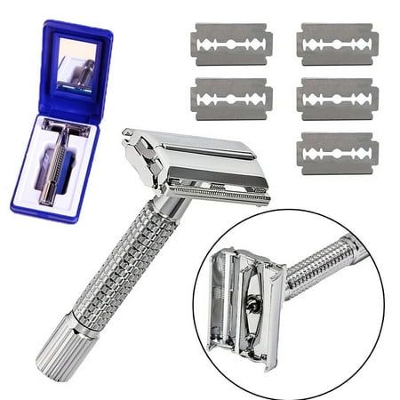 Men’s Traditional Classic Double Edge Chrome Shaving Safety Razor + 5 Blades