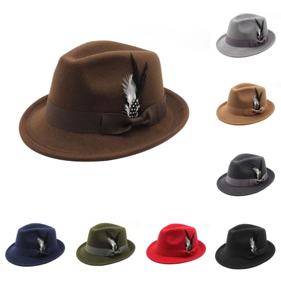 Men's Traditional Felt Hat with Feather Festival Accessory