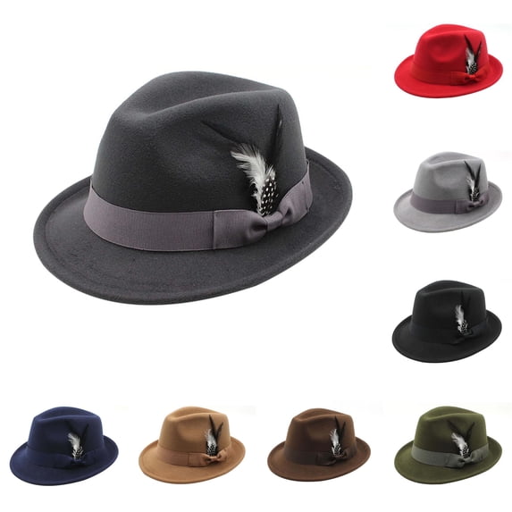 Men's Traditional Felt Hat with Feather Festival Accessory