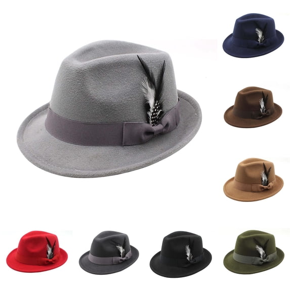 Men's Traditional Felt Hat with Feather Festival Accessory