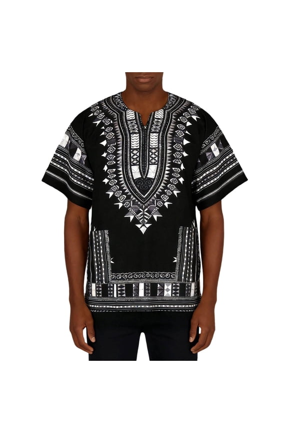 Men's Traditional Loose Fit Dashiki Shirt with Tribal Print Short Sleeve Pullover Top for Cultural Events Parties Festivals