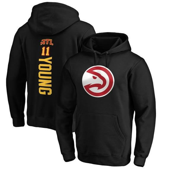 Men's Trae Young Black Atlanta Hawks Playmaker Name & Number Pullover Hoodie