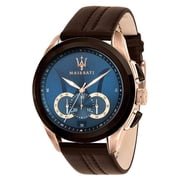 Mens Traguardo R8871612024 Rose-Gold Leather Quartz Dress Watch