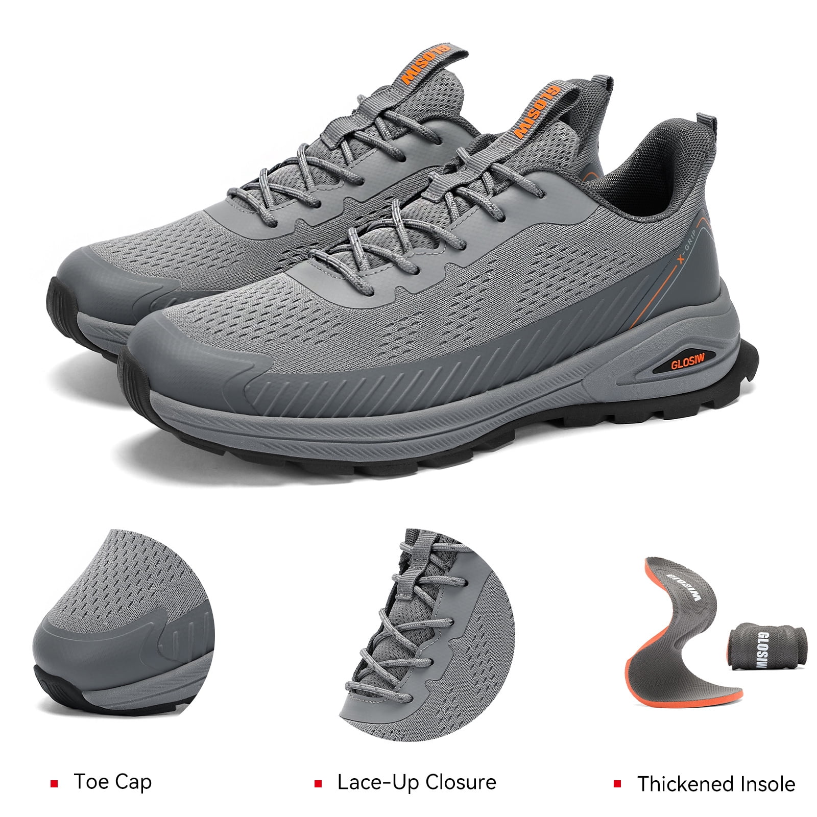 GLOSIW Men's Trail Running Shoes Fashion Walking Hiking Sneakers for Men Tennis Cross Training Shoe Outdoor Snearker
