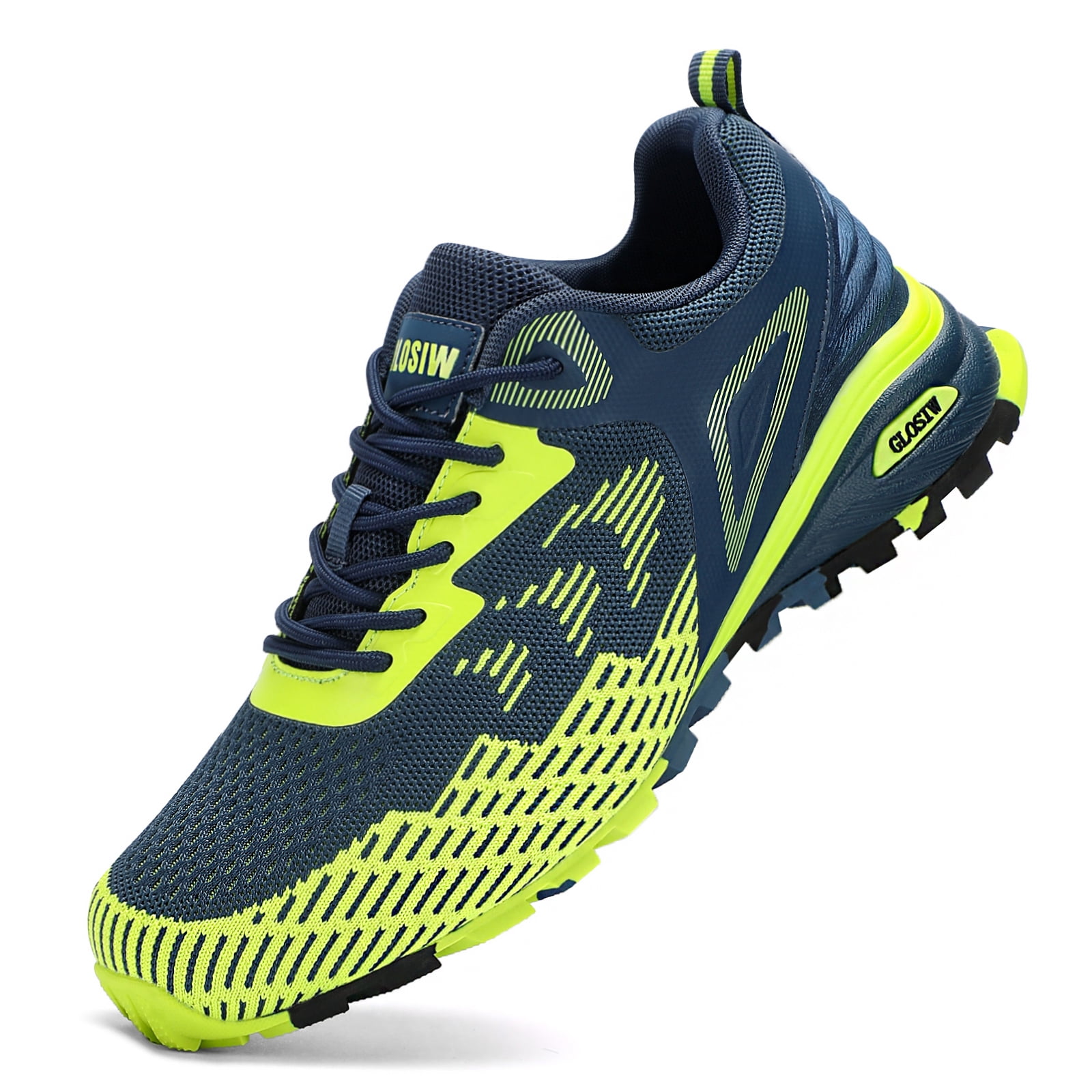GLOSIW Men's Trail Running Shoes Non Slip Hiking Shoes Tennis Shoes Fashion Sneakers Workout Footwear