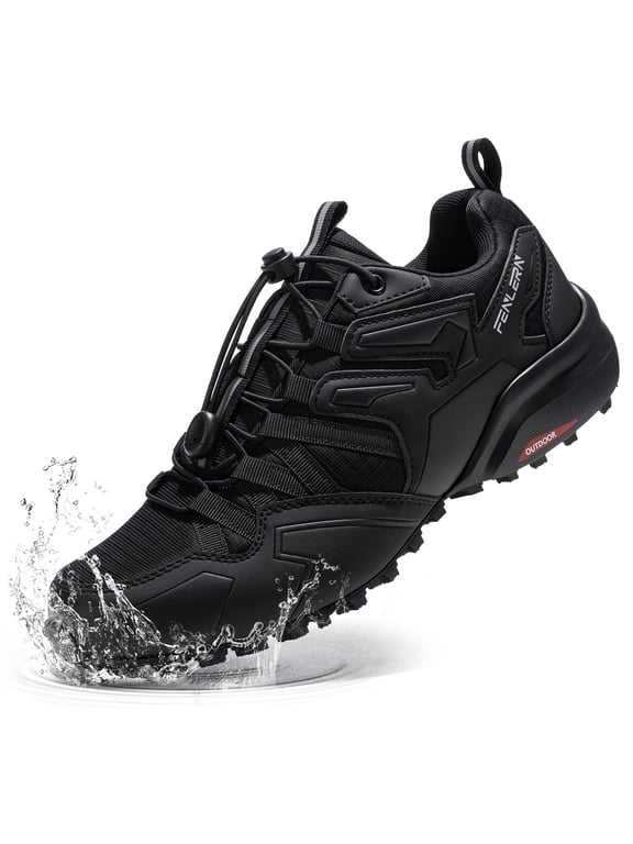 Men's Trail Running Shoes Waterproof Hiking Sneakers(9.5 Men, Black)