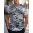 thumbnail image 1 of Men's Train Theme Short Sleeve T-Shirt - Soft and Breathable Summer Casual Crew Neck T-Shirt with Train Print, Grey Train Conductor and Railway Design for Outdoor Activities,, 1 of 6