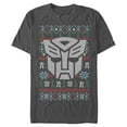 thumbnail image 1 of Men's Transformers Autobot Logo Ugly Xmas  Graphic Tee Charcoal Medium, 1 of 5
