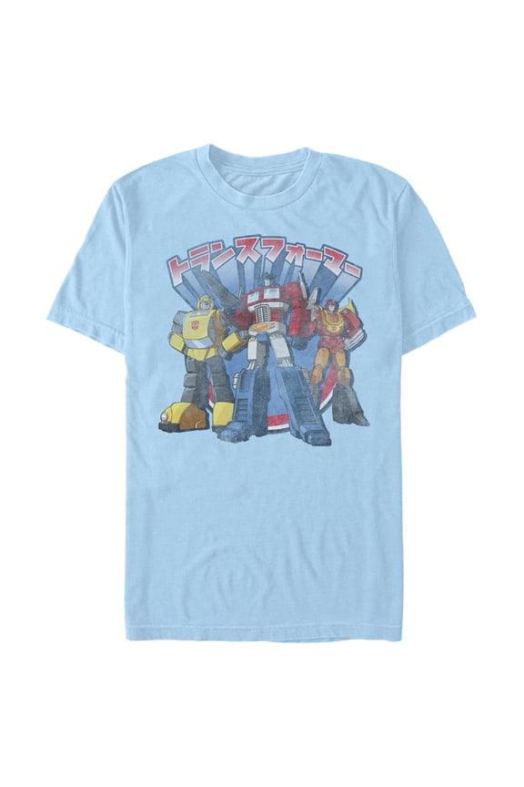 Men's Transformers Autobots Katakana Trio Graphic Tee Light Blue Large