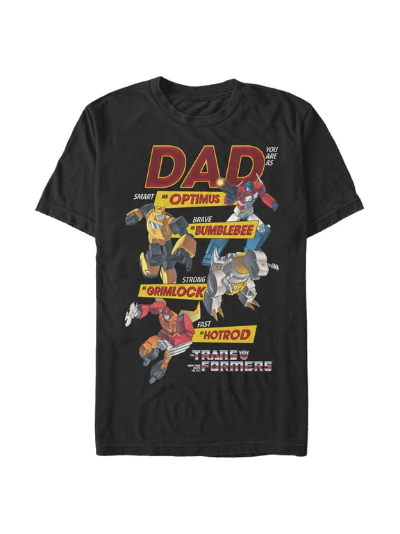 Men's Transformers Autobots Robot Dad Graphic Tee Black Medium
