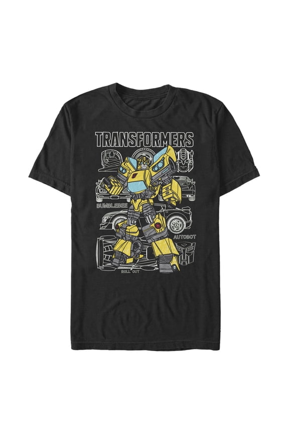 Men's Transformers Bumblebee Parts Sketch Graphic T-Shirt