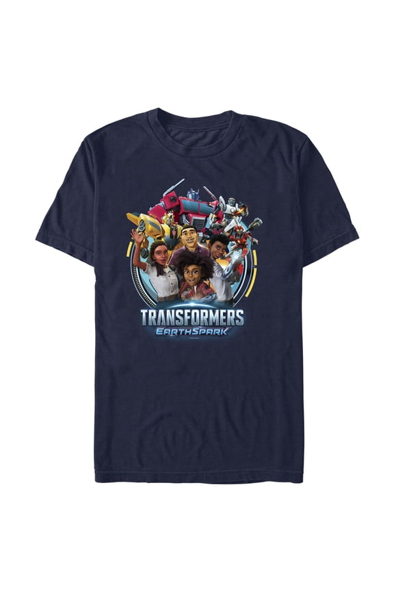 Men's Transformers: EarthSpark Group Portrait Graphic Tee Navy Blue Medium