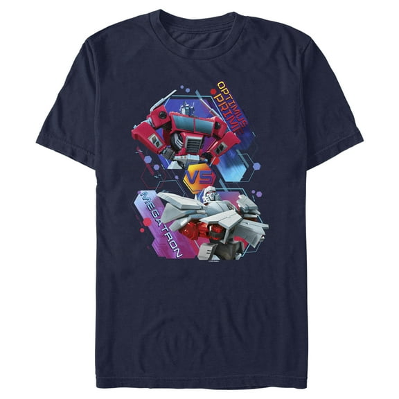 Men's Transformers: EarthSpark Optimus vs Megatron Graphic Tee Navy Blue 3X Large
