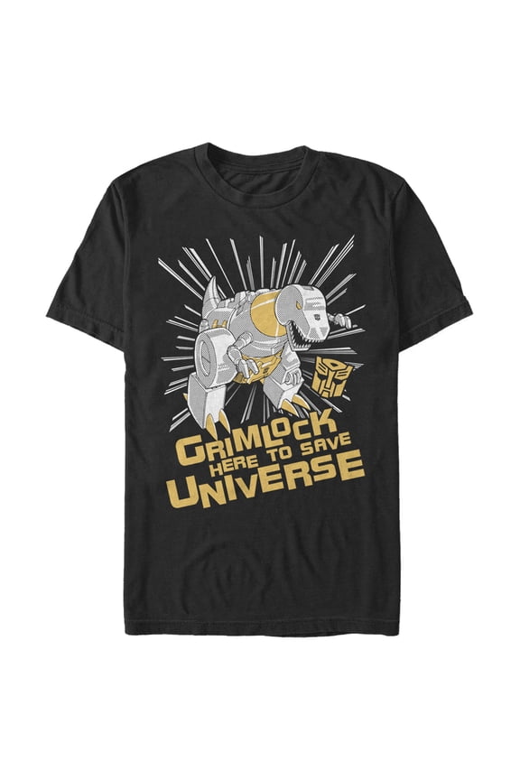 Men's Transformers Grimlock Saves the Universe Graphic Tee Black 2X Large