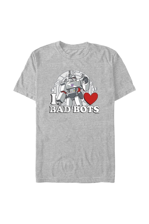 Men's Transformers Megatron I Love Bad Bots  Graphic Tee Athletic Heather Large