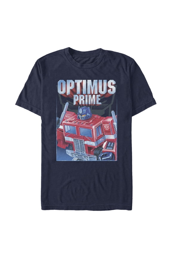 Men's Transformers Optimus Prime 1984 Robot Graphic Tee Navy Blue Medium