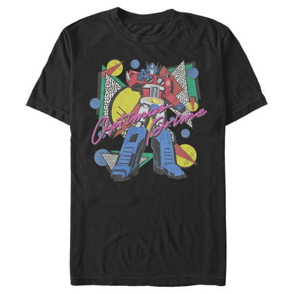 Men's Transformers Optimus Prime 80s Retro Graphic Tee Black Medium