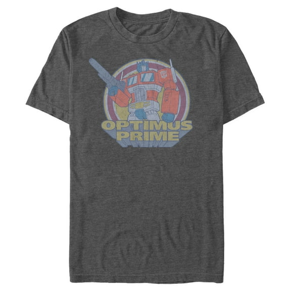 Men's Transformers Optimus Prime Retro Circle Graphic Tee Charcoal Heather Medium