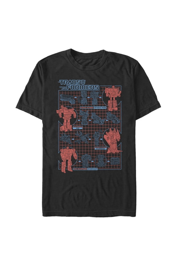Men's Transformers Robot Transformations Graphic Tee Black Large