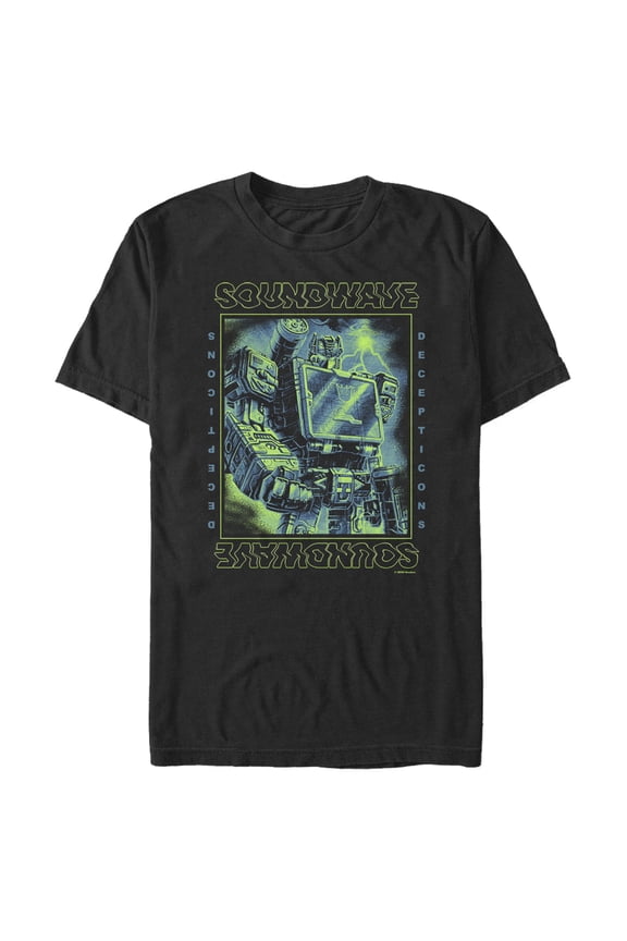 Men's Transformers Soundwave Lightning Waves Graphic Tee Black Medium