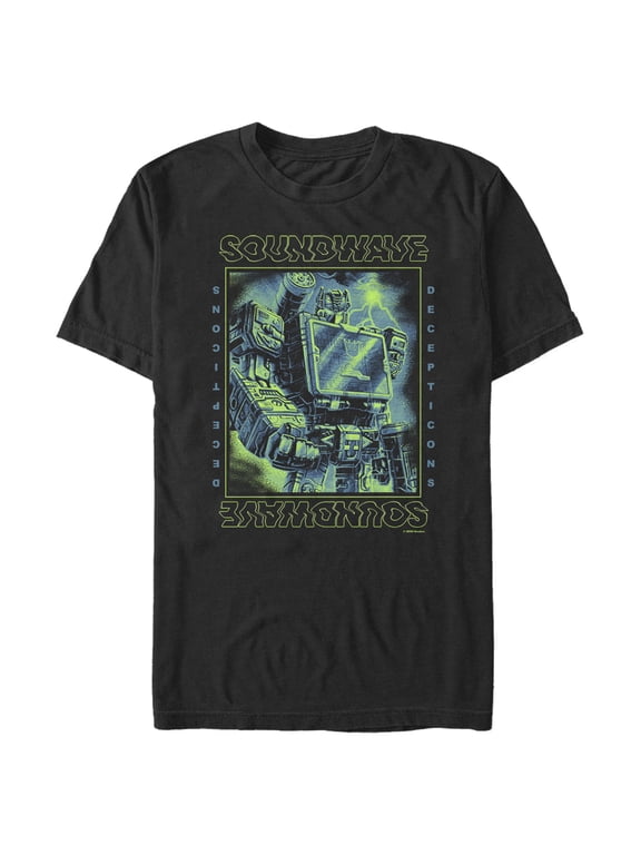 Men's Transformers Soundwave Lightning Waves Graphic Tee Black X Large
