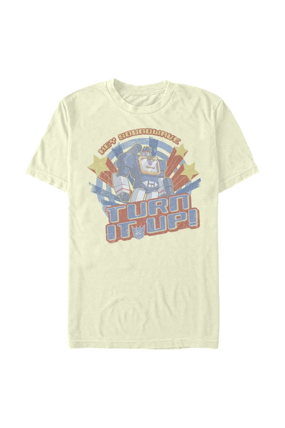 Men's Transformers Soundwave Turn It Up Graphic Tee Beige Small