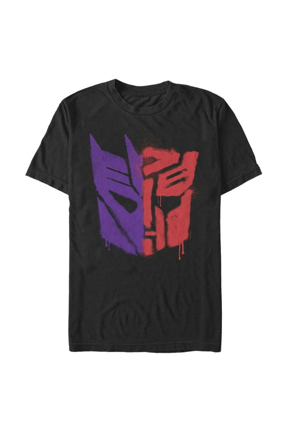 Men's Transformers Split Bot Graffiti Logo  Graphic Tee Black 2X Large