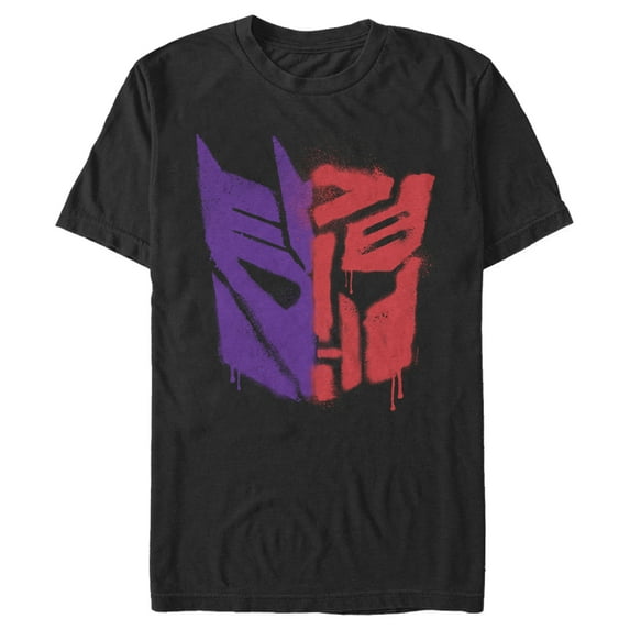 Men's Transformers Split Bot Graffiti Logo Graphic Tee Black 3X Large
