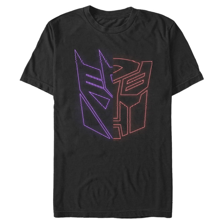 Men's Transformers Split Bot Neon Logo Graphic Tee Black 2X Large