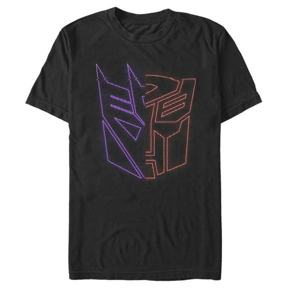 Men's Transformers Split Bot Neon Logo Graphic Tee Black Medium