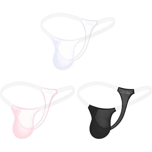 Men’s Transparent Thong Underwear - Sheer Waistband & Mesh Ventilation
