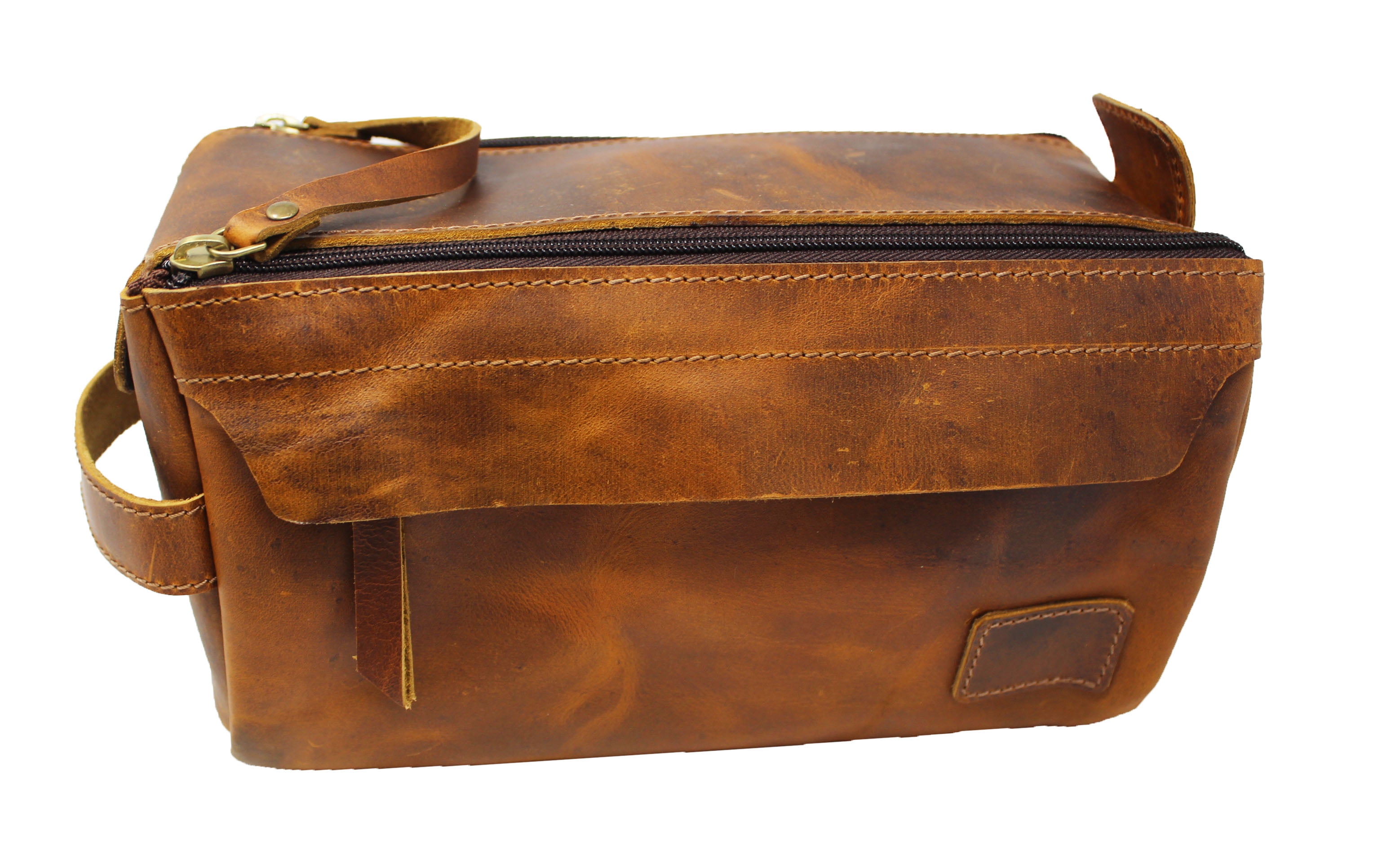 Men's Travel Toiletry Organizer Shaving Dopp Kit All Leather Bag 18BT21
