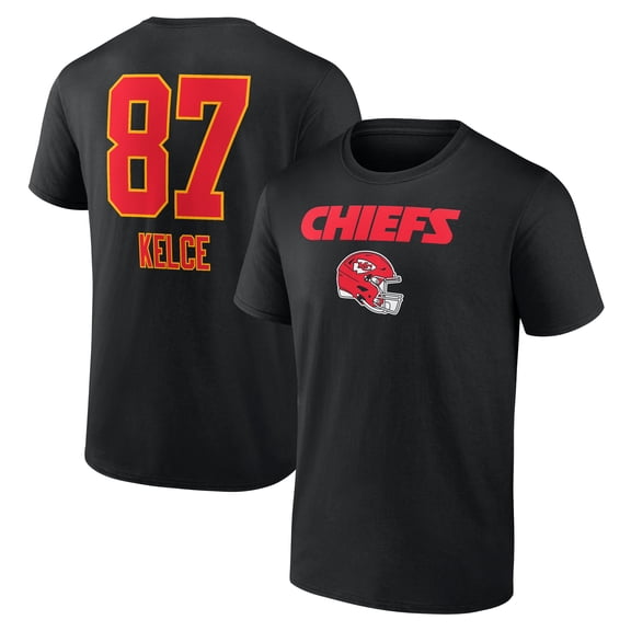 Men's Travis Kelce Black Kansas City Chiefs Team Wordmark Player Name & Number T-Shirt
